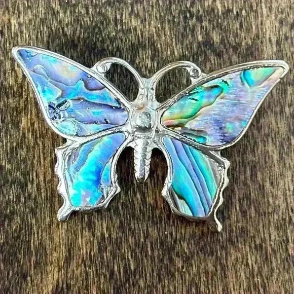 Butterfly Brooches Delicate gold tone and Abalone silver tone - Picture 5 of 10